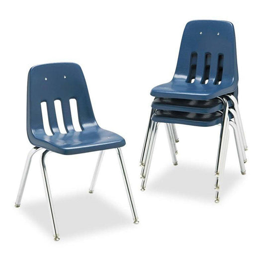 Virco 9000 Series Classroom Chair, 18 Seat Height, Navy/Chrome,