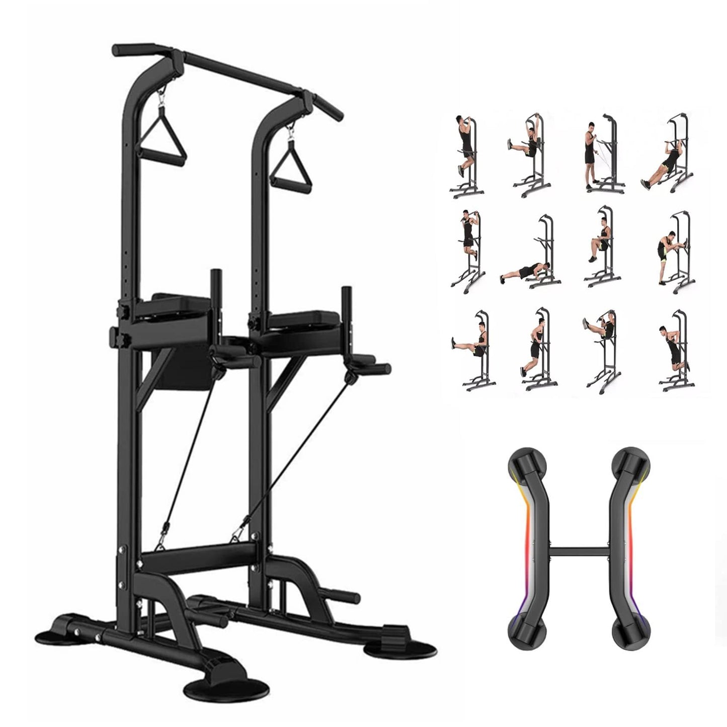 Power Tower Dip Station Pull Up Bar Exercise Tower Adjustable Pull Up Station Pull Up Tower Bar For Home Gym