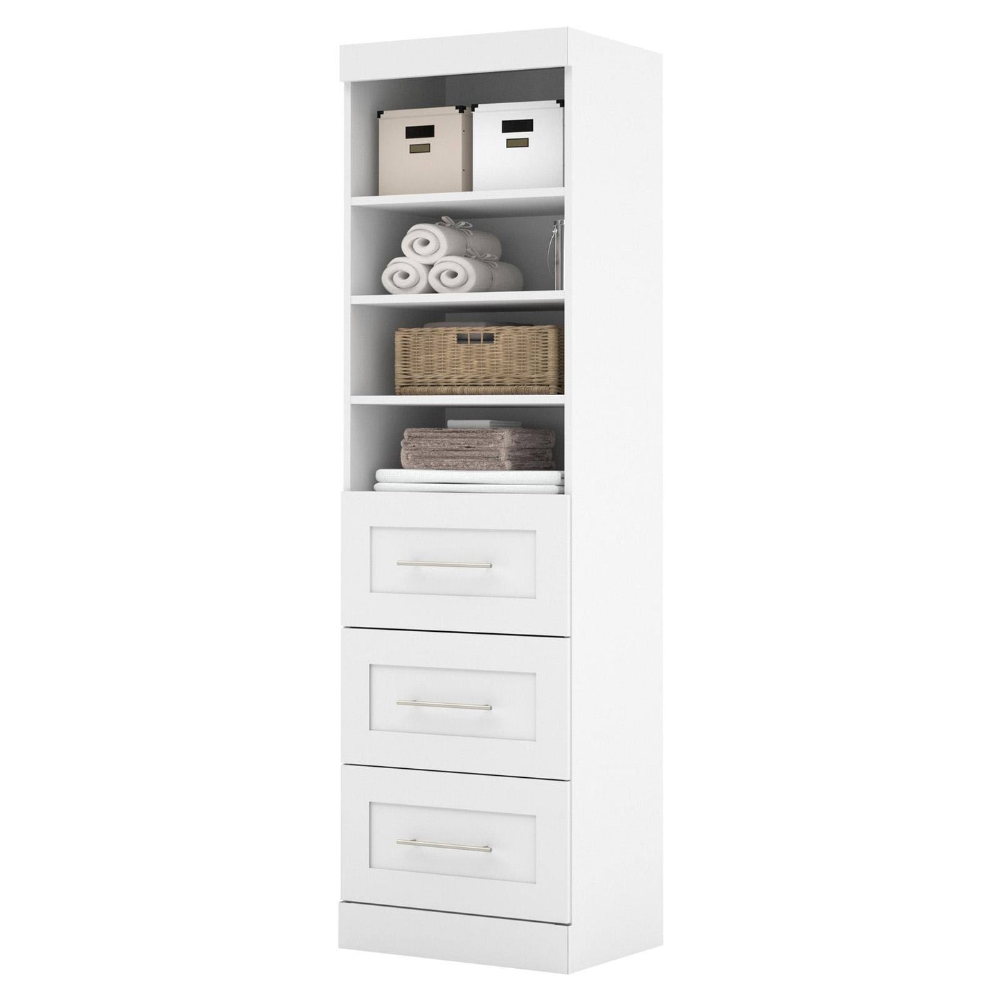 25w Closet Organizer With Drawers In Linen White Oak By Bestar