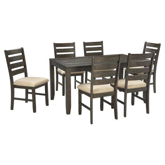 Signature Design By Ashley Rokane 7-Piece Dining Table Set, Warm Brown