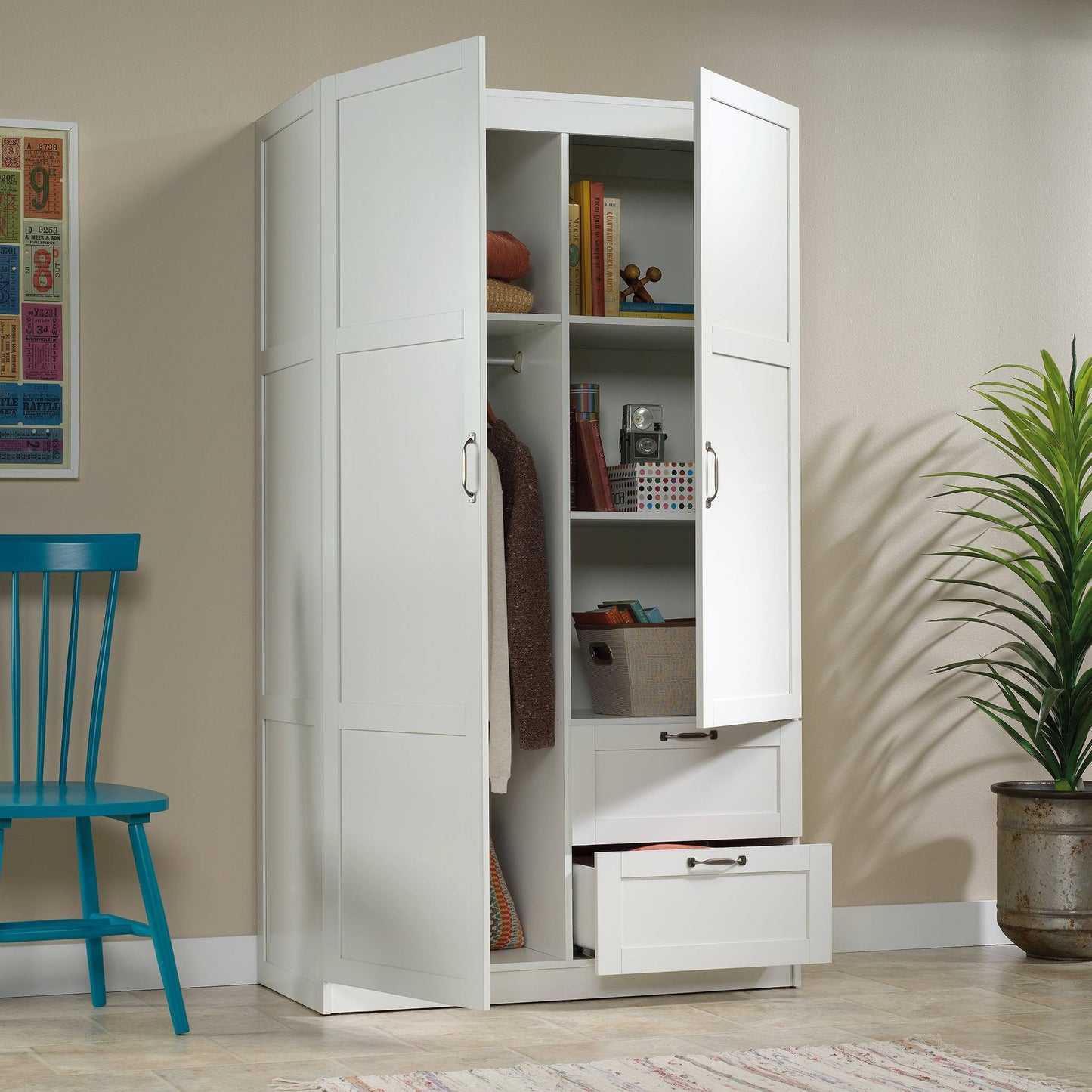 Sauder Select Collection | Wardrobe/Storage Cabinet | White Finish