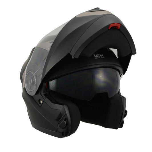 Milwaukee Peformance Helmets Mph9804dot Matte Black Modular Racing Helmet With Drop Down Tinted Visor X-Small, Size: Xs