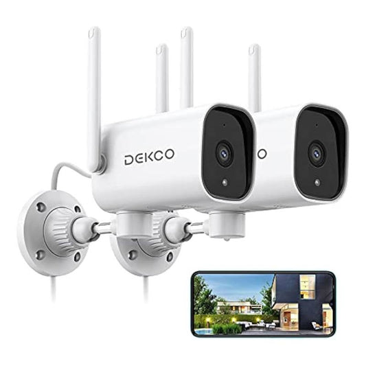 Outdoor Security Camera - Dekco 1080p Pan Rotating 180° Wired Wifi Cameras For Home Security With Two-Way Audio, Night Vision, 2.4g Wifi, Ip65, Motion