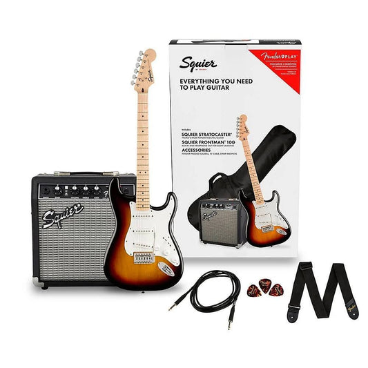 Squier Stratocaster Limited-Edition Electric Guitar Pack With Frontman 10g Amp 3-Color Sunburst