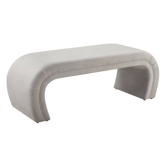 Tov Furniture Kenya Light Grey Velvet Bench