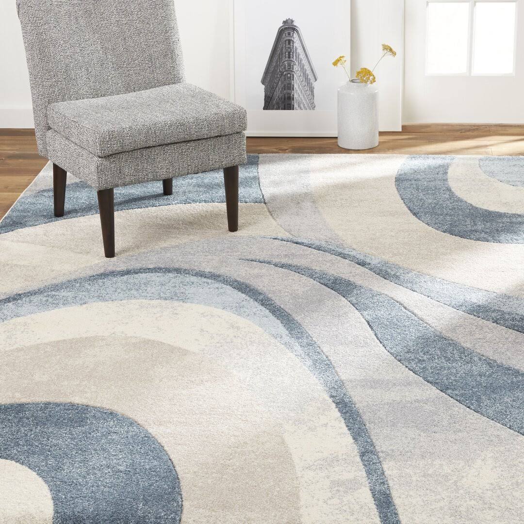 Wiltrud Abstract Blue Area Rug Orren Ellis Rug Size: Rectangle 6 7 X 9 10