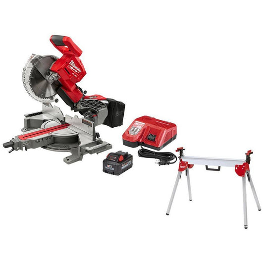 Milwaukee M18 Fuel 18v Lithium-Ion Brushless Cordless 10 In. Dual Bevel Sliding Compound Miter Saw Kit With Miter Saw Stand