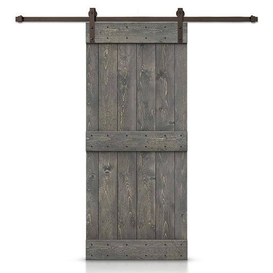 Paneled Wood And Metal Barn Door With Installation Hardware Kit Calhome Finish: Charcoal Black, Size: 32 X 84, Hardware Finish: Matte Black