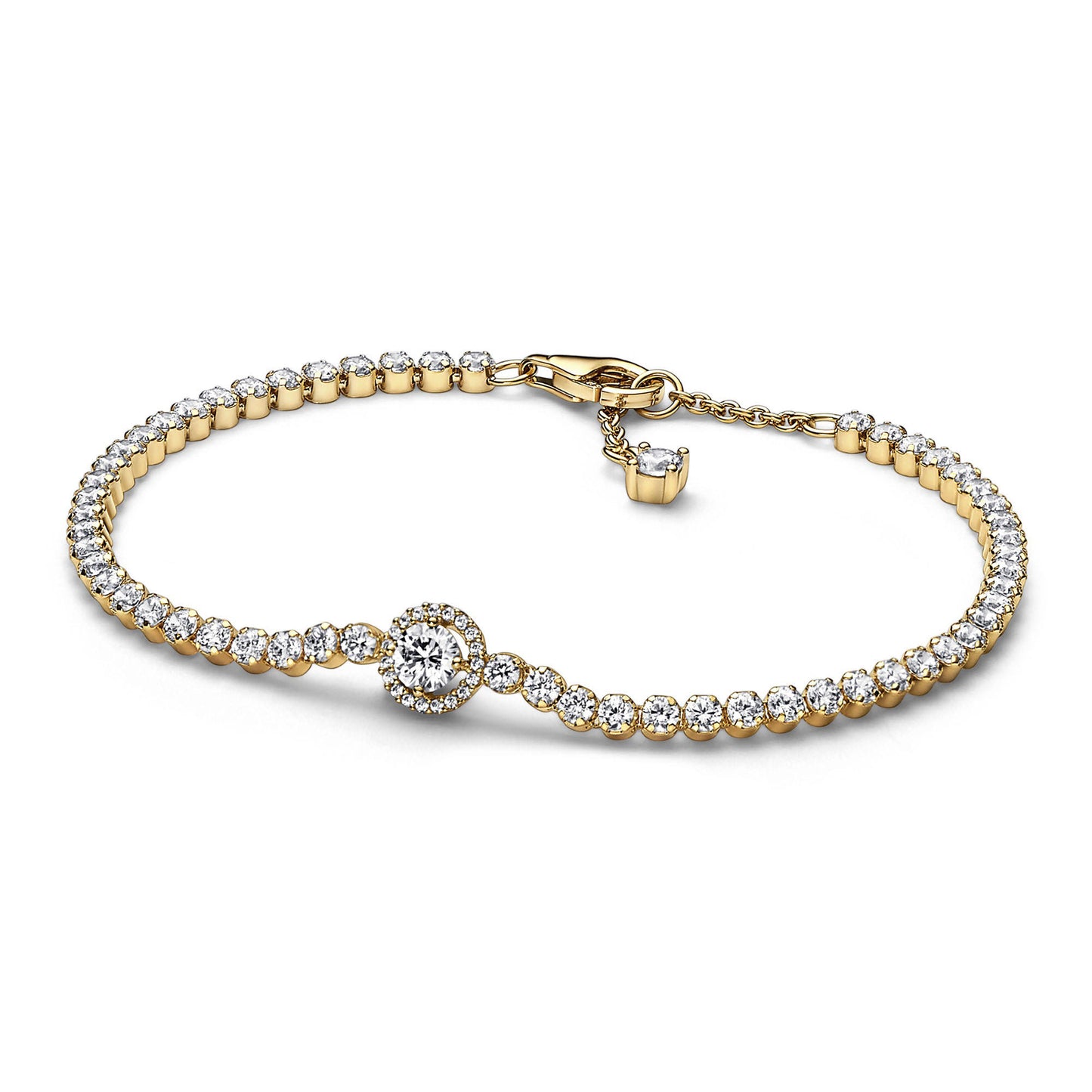 Pandora Sparkling Halo Tennis Bracelet | Gold-Plated - 7.9 Inches