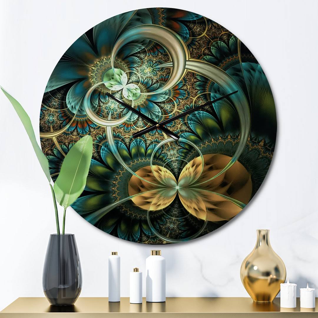 Symmetrical Fractal Flower Wall Clock East Urban Home Size Large