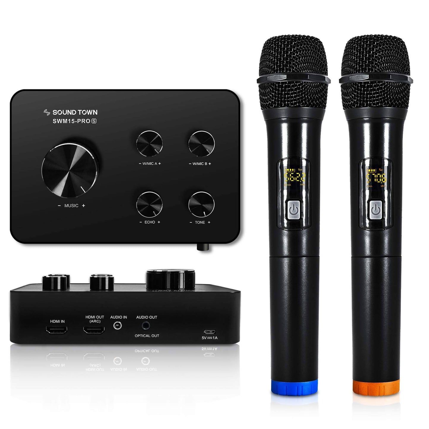 Sound Town Wireless Microphone Karaoke Mixer System, Supports Hdmi Arc, Optical (Toslink), Smart Tv, Media Box, Pc, Bluetooth, Soundbar, Receiver, Aux