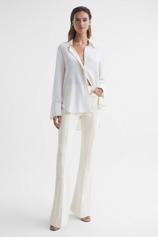 Reiss Florence - Cream High Rise Flared Trousers, Us 0l