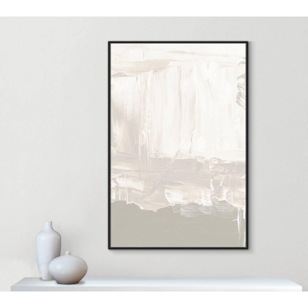 Taupe Abstract - Floater Frame Print On Canvas Format: Gold, Size: 29.5 H X 23.5 W