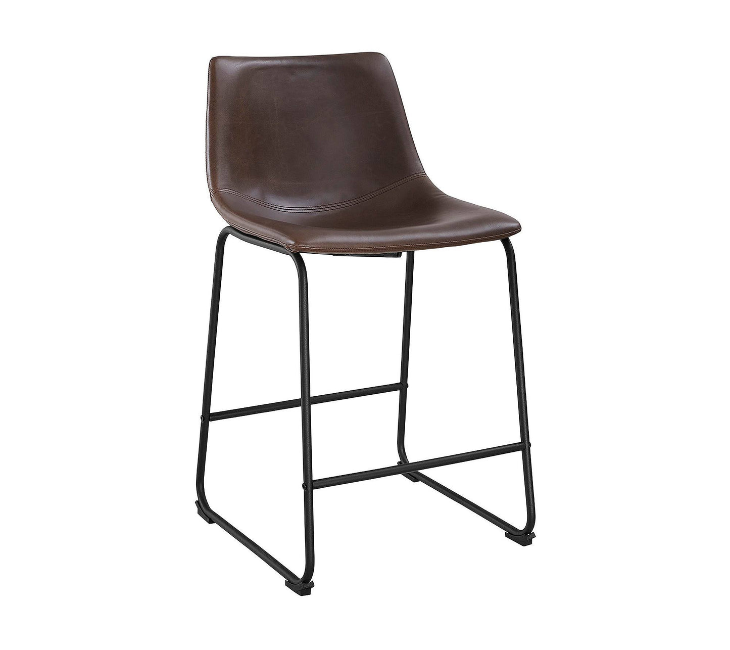 Walker Edison Faux Leather Counter Stools, Brown - 2 Pack