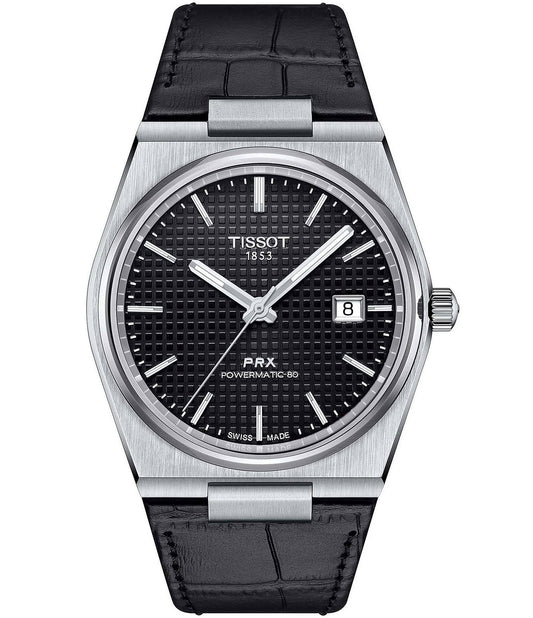 Tissot T1374071605100 Prx Powermatic 80 Black Leather Men s Watch