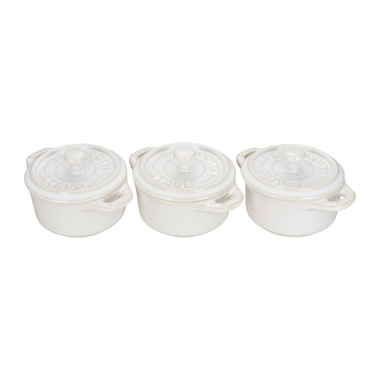 Staub 3-Piece Mini Round Cocotte Set - White