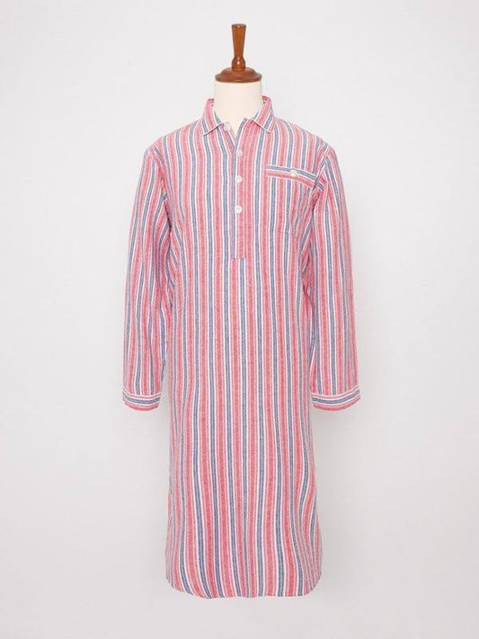 Peter Christian Men s Red 100% Organic Cotton Flannel Nightshirt With Night Cap