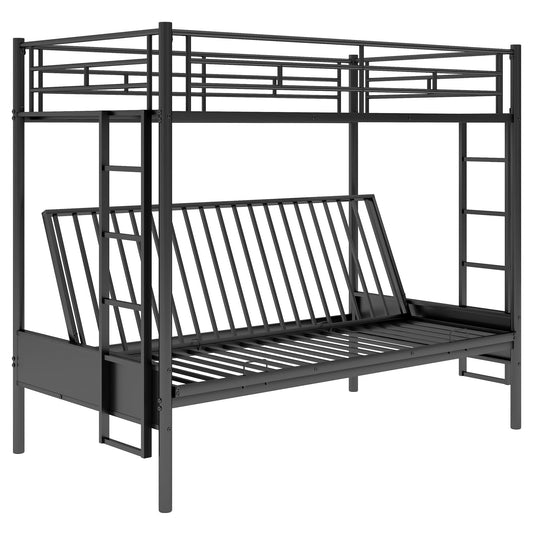 Softsea Twin Over Twin Metal Bunk Bed For Kids Industrial Twin Over Futon Bunk Beds With Two Side Ladders And Full-Length Guardr