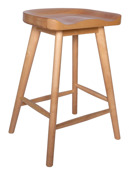 Rivet Brand - Rivet Counter-Height Kitchen Bar Stool, 24 H, Birch Wood, Natural Finish