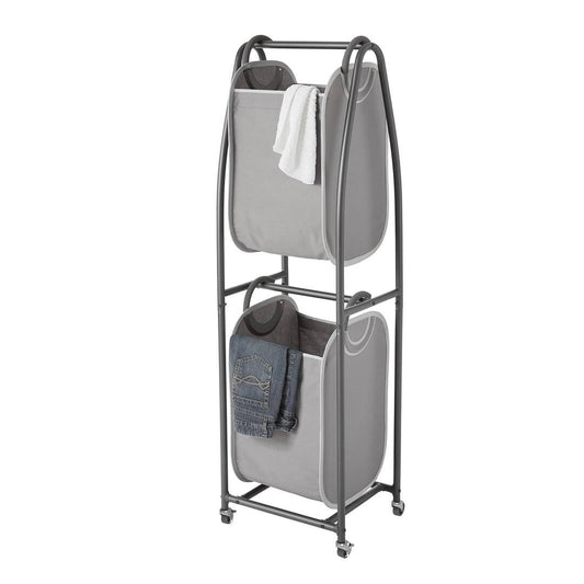 Neatfreak Nfc03157 6a6a6a-001 2-Tier Rolling Vertical Laundry Sorter With Hamper-Totes And Everfresh Odor Control