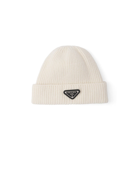 Prada Men s Wool And Cashmere Beanie - White - Size Medium