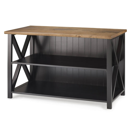 Walker Edison 52 Solid Wood Farmhouse Storage Console - Reclaimed Barnwood/Black