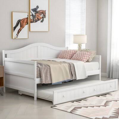 Ostia Twin Daybed With Trundle Red Barrel Studio Color White