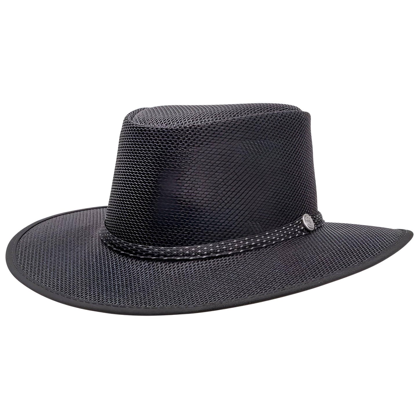 New American Hat Makers Cabana Mesh Leather Hat, Silver