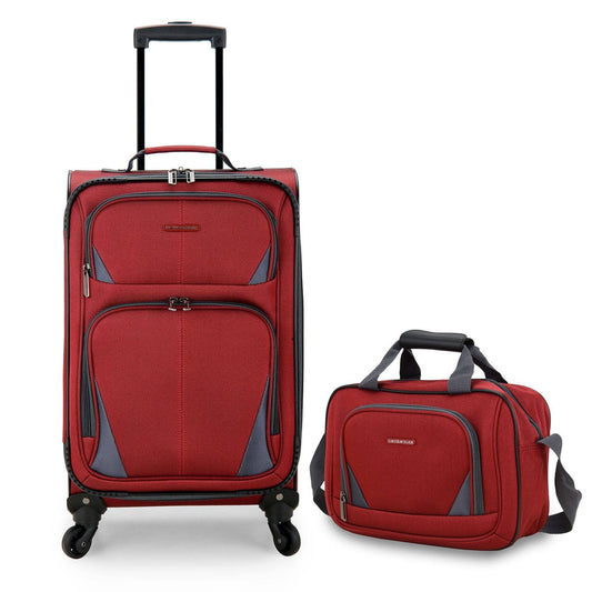 U.S. Traveler 2pc Softside Expandable Spinner And Tote, Red