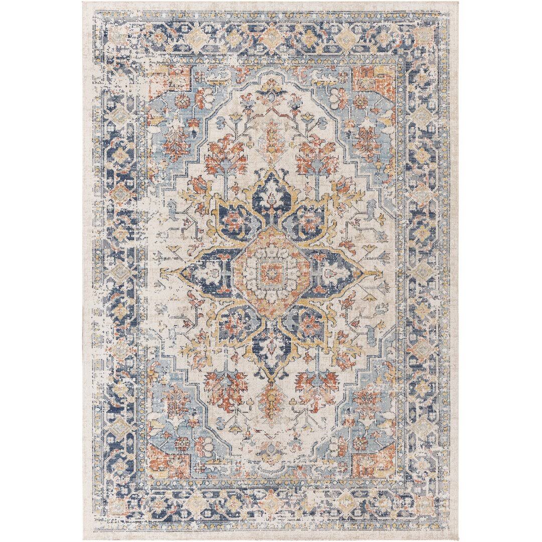 Robert Oriental Navy/Brick Red/Cream Indoor / Outdoor Area Rug Joss & Main Rug Size: Round 6 7