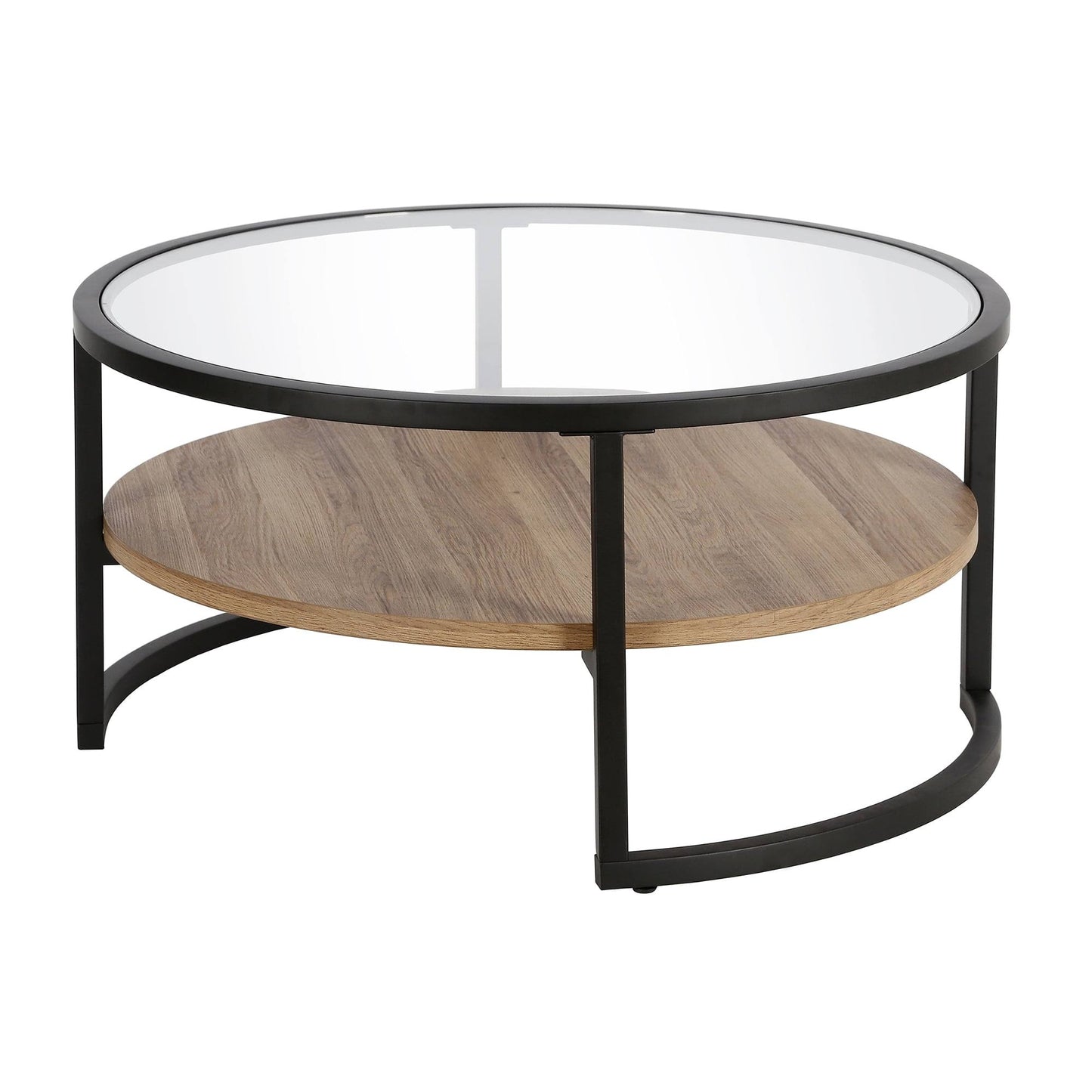 Winston Blackened Bronze And Gray Oak Round Coffee Table