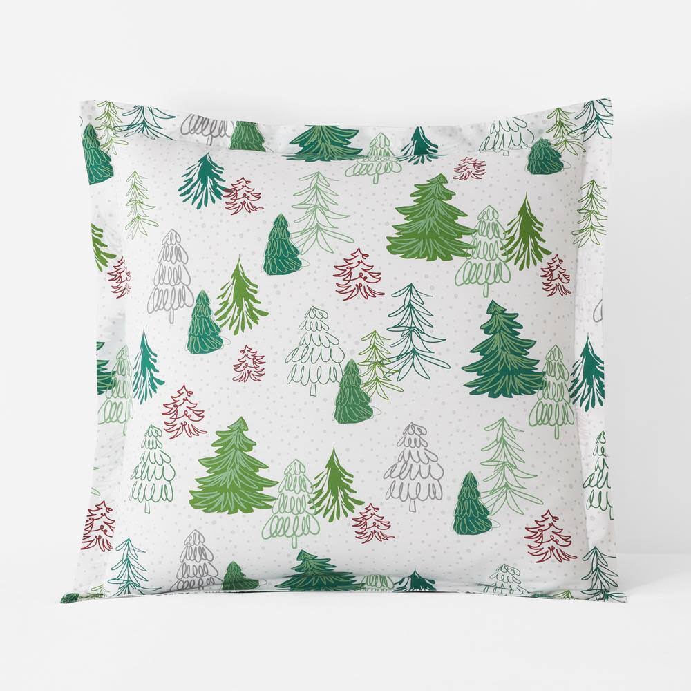 The Company Store Company Cotton Holiday Trees White Multi Full Cotton Percale Duvet Cover