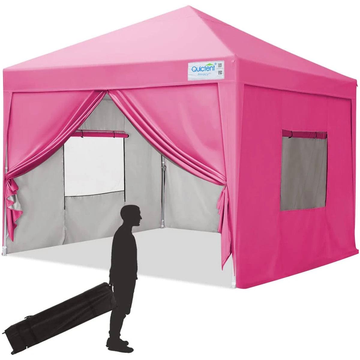 Quictent Privacy 8x8 Ez Pop Up Canopy Tent With Sidewalls, Instant Gazebo Canopy Shelter Enclosed Portable, Mesh Windows & Waterproof (Tan)