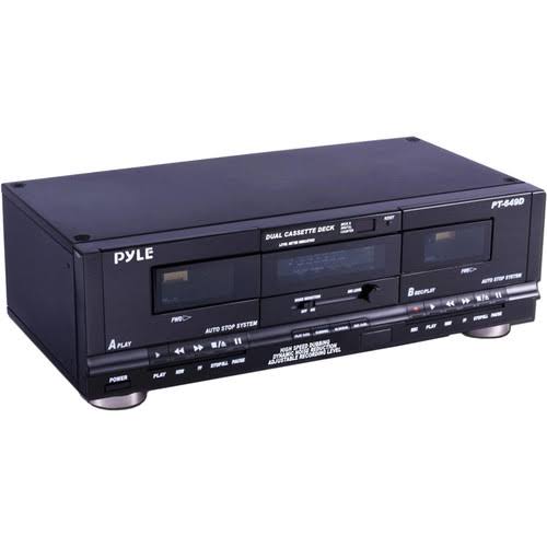 Pyle Usa Dual Cassette Deck | Music Recording Device With Rca Cables | Removable Rack Mounting Hardware