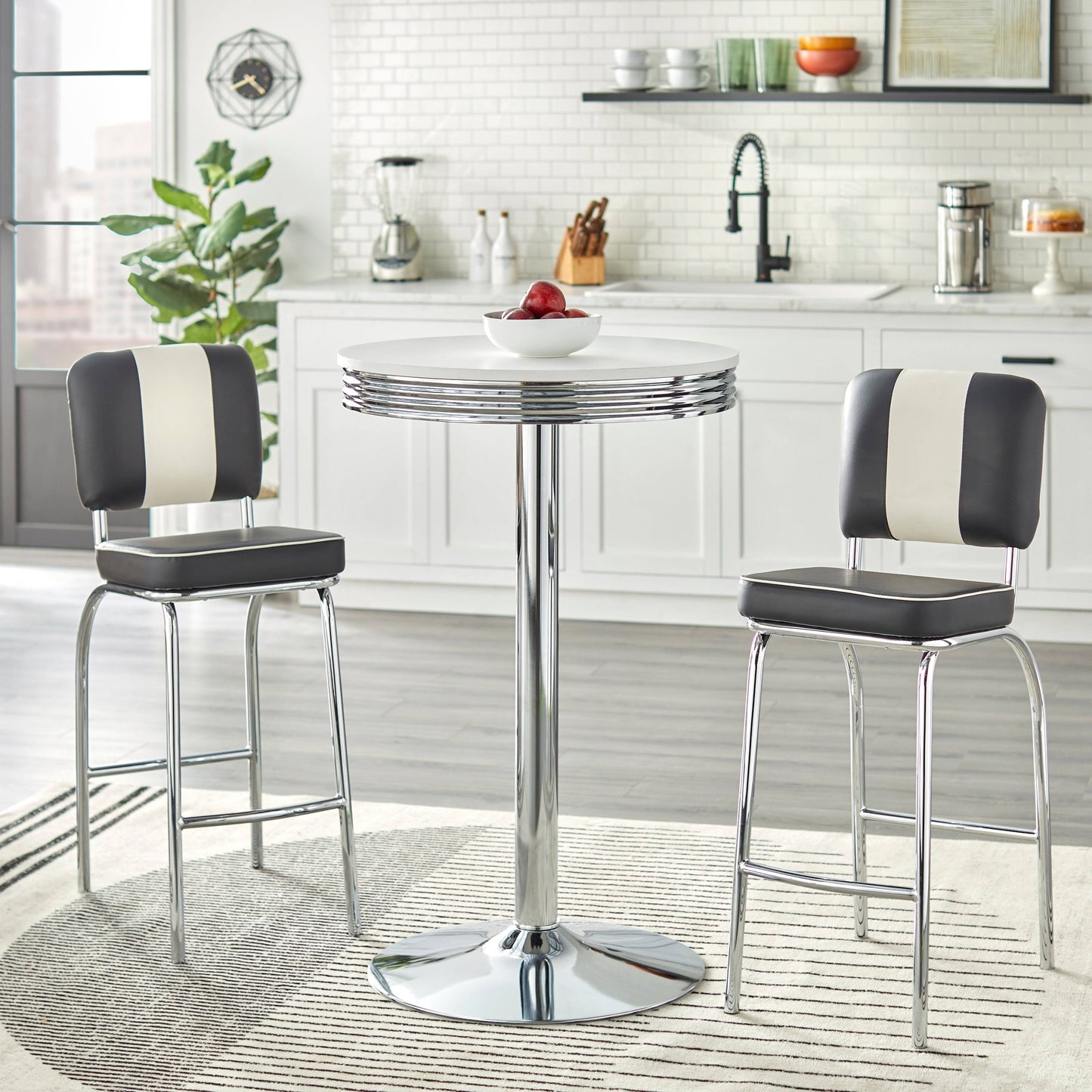 Simple Living Raleigh Retro 30 Bar Stool (Set Of 2) - Black/White