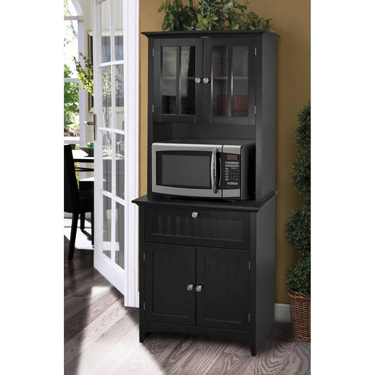 Os Home And Office Buffet And Hutch With Framed Glass Doors And Drawer In Black