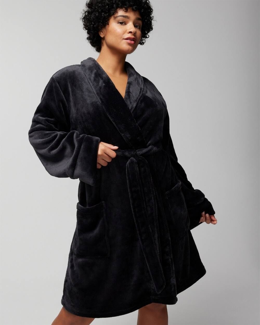 Soma Intimates & Sleepwear | Soma Black Xl Embraceable Plush Short Robe | Color: Black | Size: Lxl | Cocos_Clothing1 S Closet