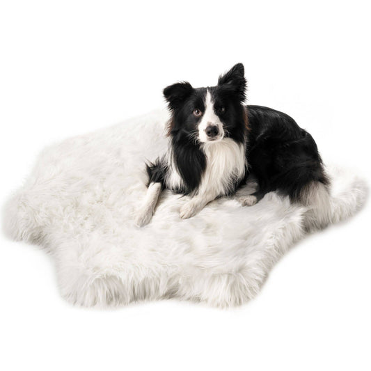 Paw Brands Puprug Animal Print Memory Foam Dog Bed, White