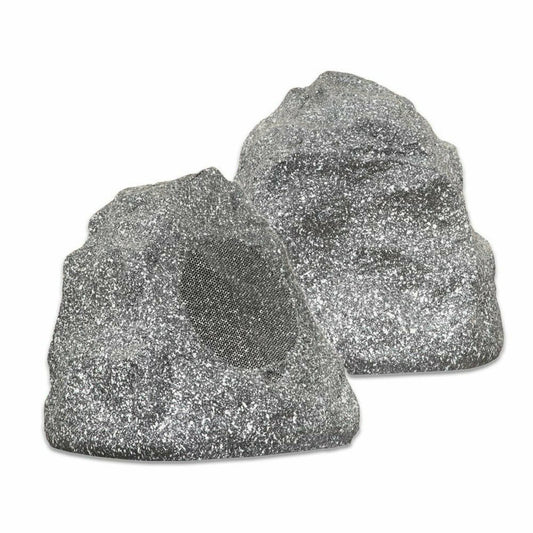 Theater Solutions 2r4g Outdoor Granite Rock 2 Speaker Set For Deck Patio Garden