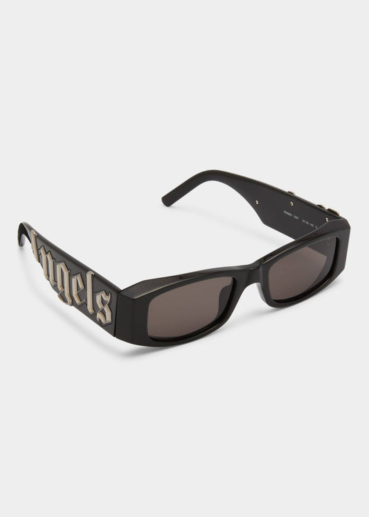 Palm Angels Palm Rectangular Sunglasses In Black Dark Grey