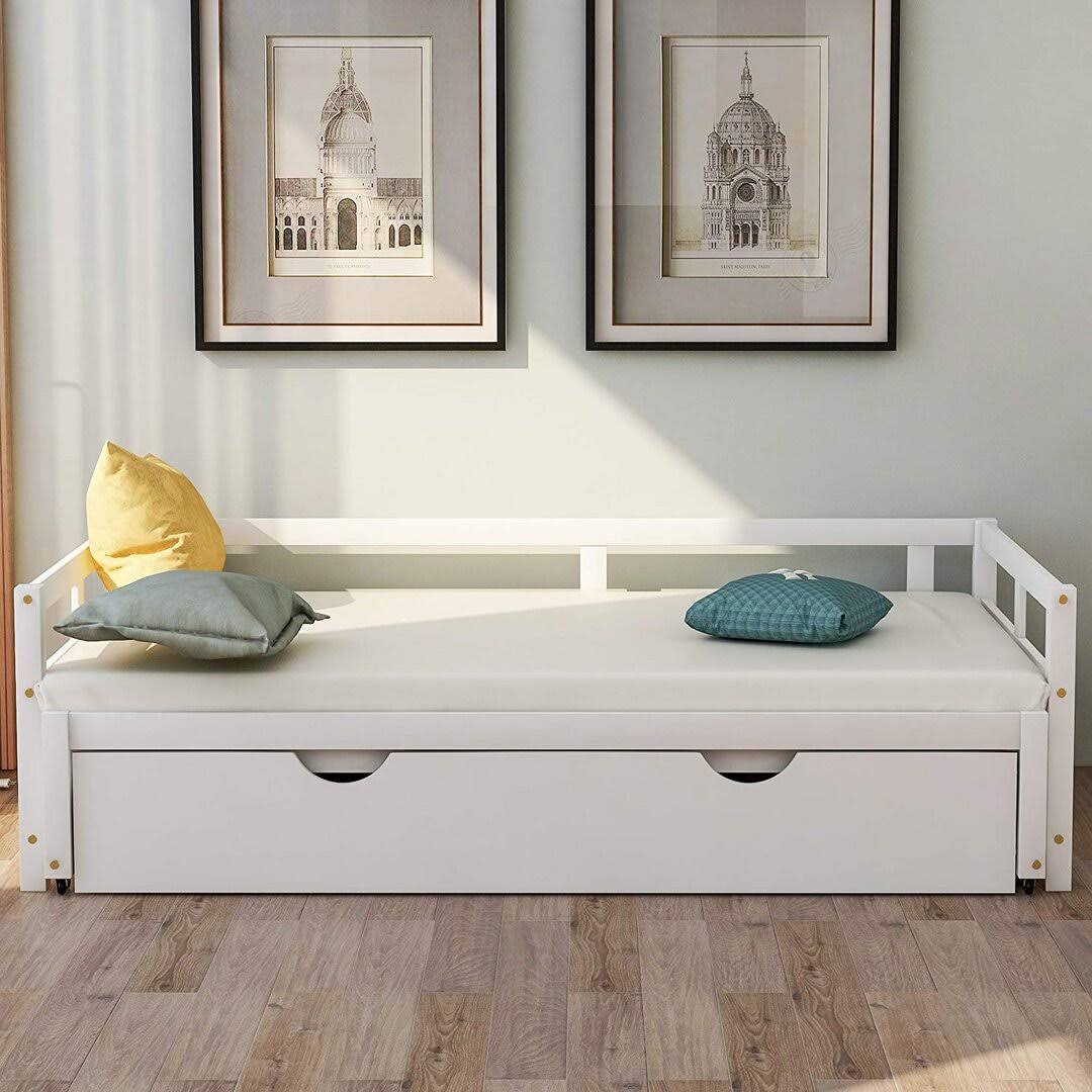 Twin To King Design Extending Daybed With Trundle (White) Red Barrel Studio Color: White