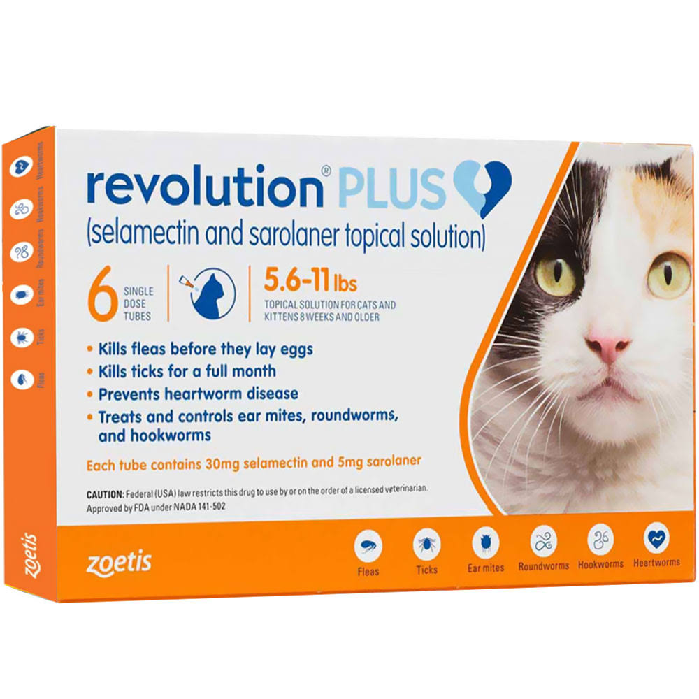 Revolution Plus For Cats 5.6-11 Lbs 6 Doses - Zoetis