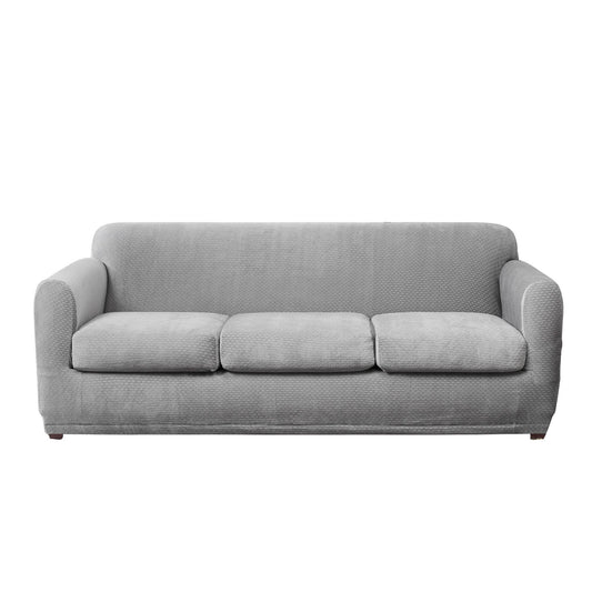 Sure Fit Stretch Modern Block 3 Seat Sofa Slipcover - Gray