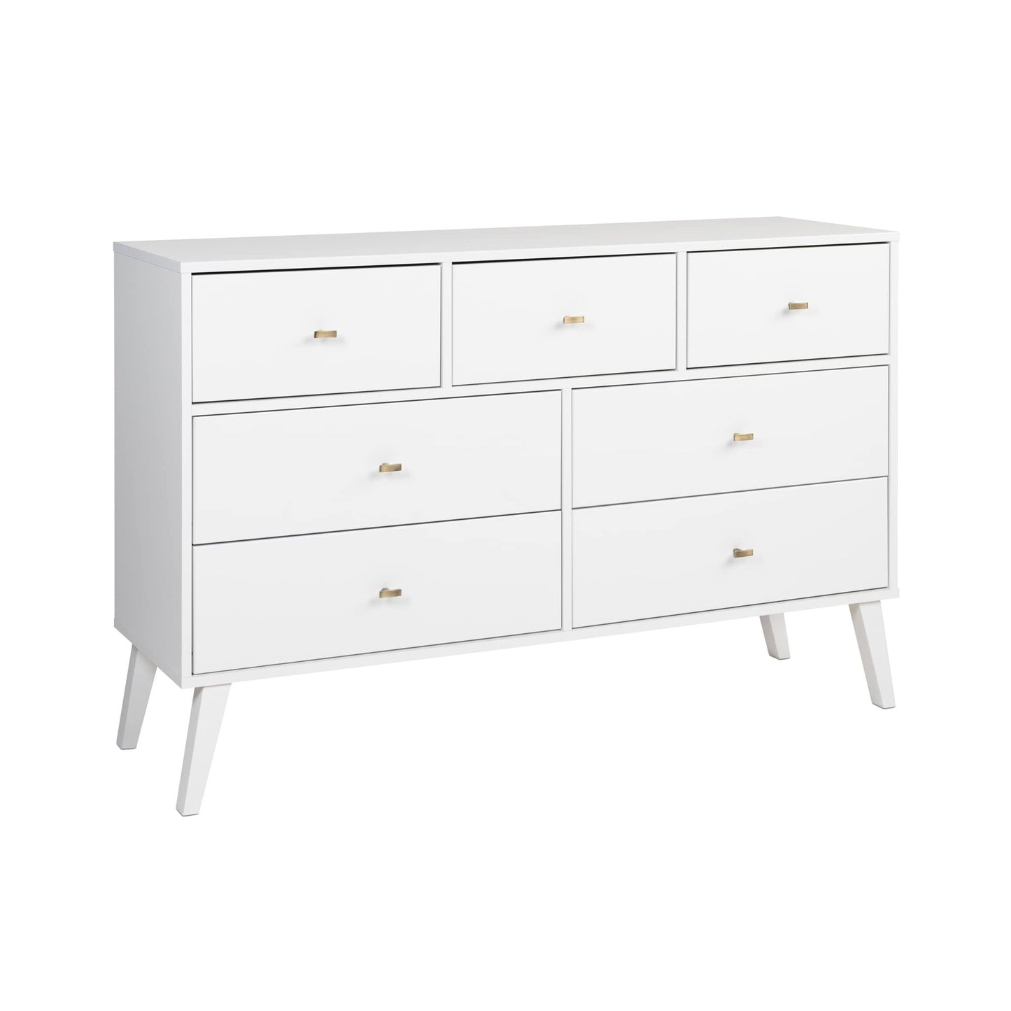 Prepac Milo Mid Century 7-Drawer White Modern Dresser