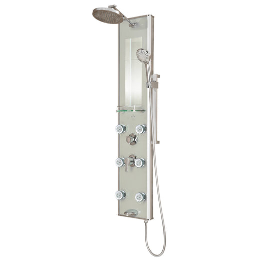 Pulse Showerspas 1013-Gl Kihei Ii Silver Glass Shower Panel