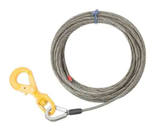 Mytee Products Wire Rope Steel Core Winch Cable 3/8 X 50 Swivel Hook 15,087 Lbs Breaking Strength Replaces B/A 4-38ps50lh