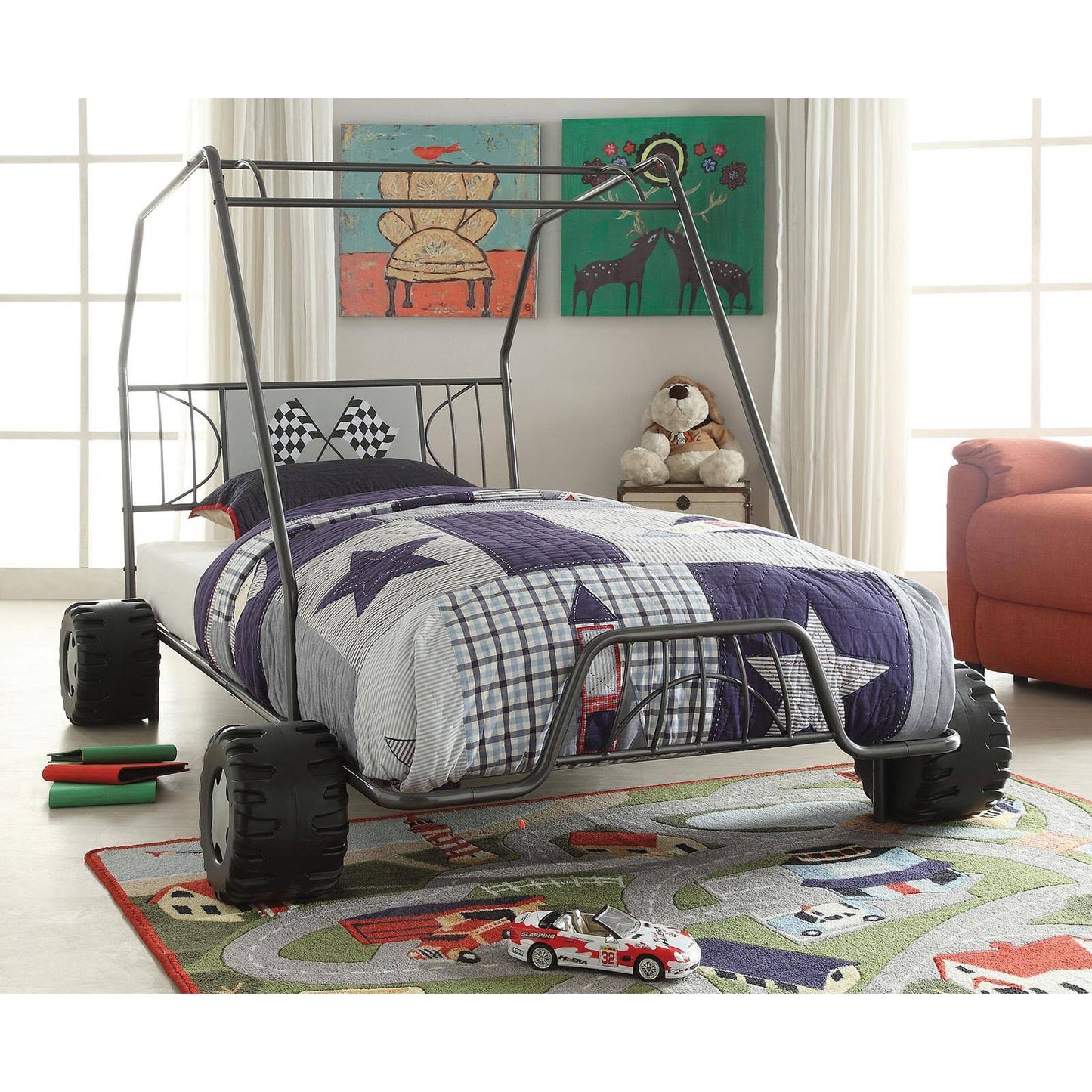 Xander Gunmetal Twin Go Kart Bed