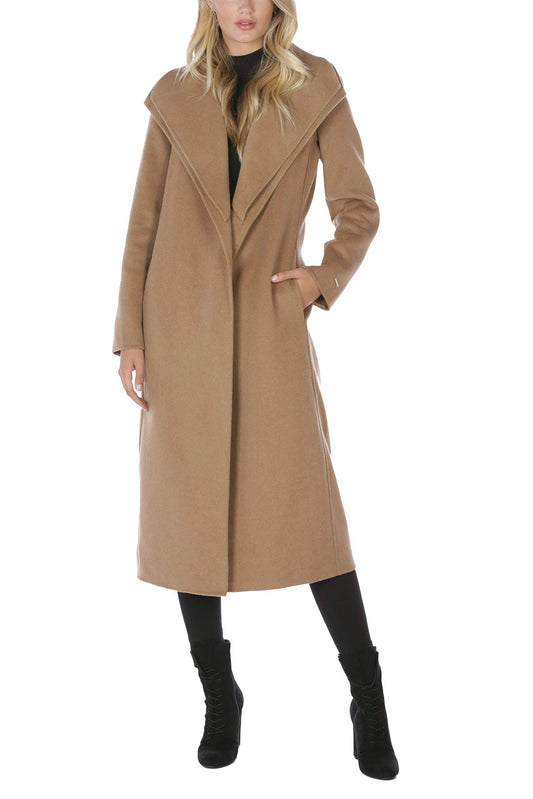 Tahari Women s Elliot Belted Wool Blend Wrap Coat - Camel - Size S