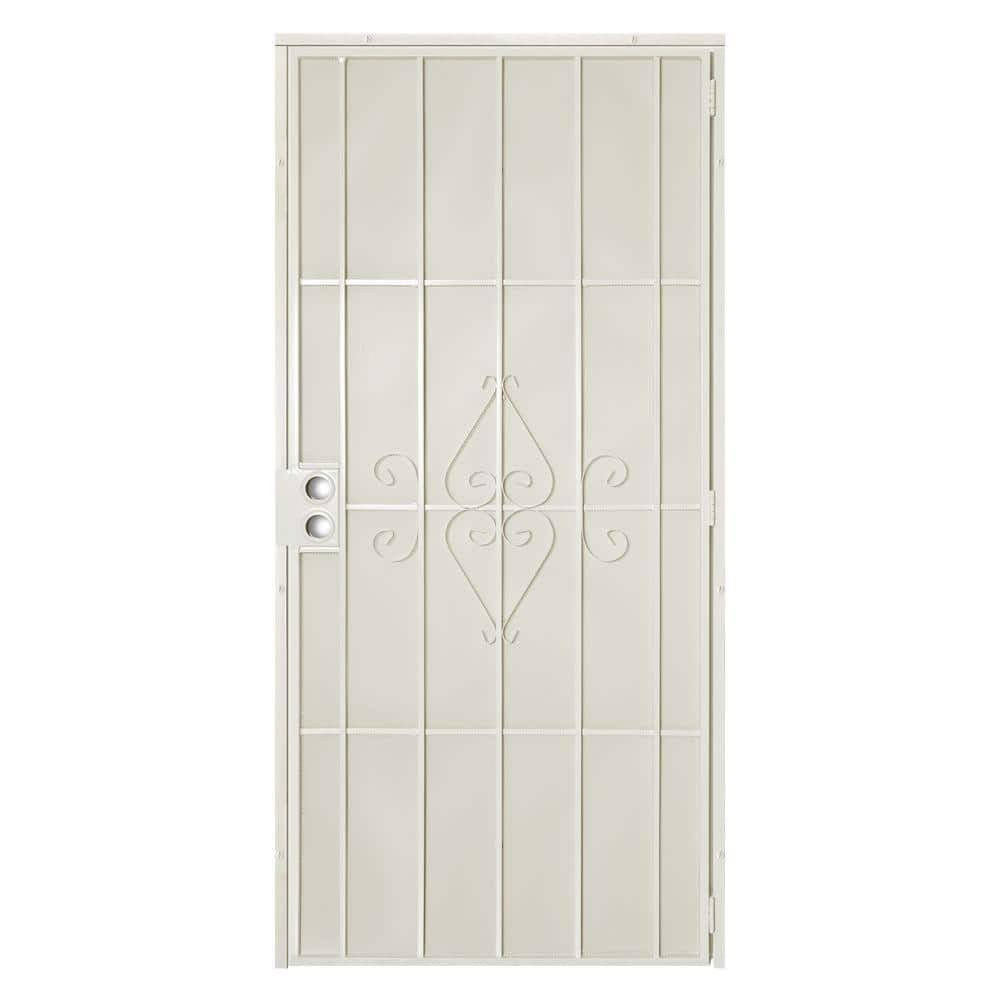 Titan 36 In. X 80 In. Su Casa White Surface Mount Outswing Steel Security Door With Expanded Metal Screen 5sh202white36