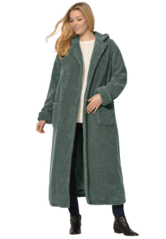 Plus Size Women s Long Hooded Berber Fleece Coat By Woman Within In Black (Size 4x)